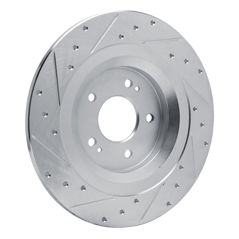 Hyundai SANTA FE Brake Rotor (1) - Rear Right - R1 Concepts - Drilled & Slotted - Silver - `22-`25